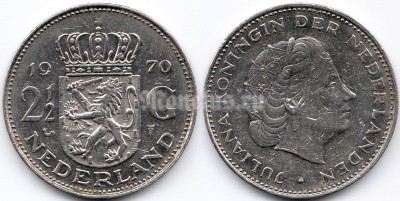 монета Нидерланды 2½ гульдена 1970 год