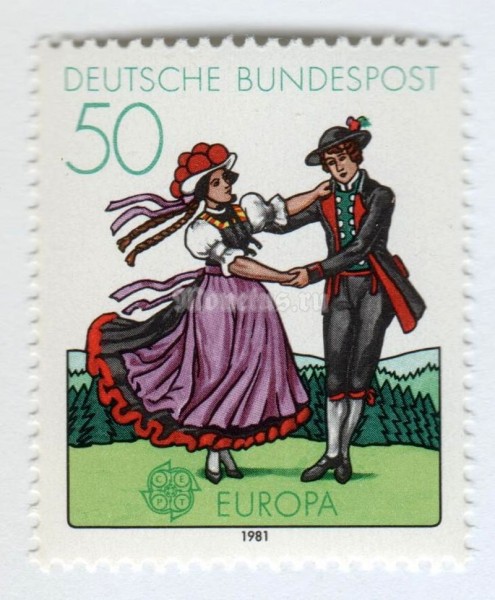 марка ФРГ 50 пфенниг "South German Dancers" 1981 год