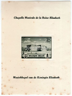 блок Бельгия 10+15 франков "Musical foundation Queen Elisabeth" 1942 год 