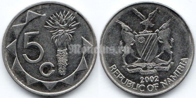монета Намибия 5 центов 2002 год