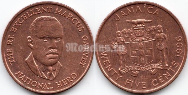 монета Ямайка 25 центов 1996 год