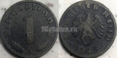 монета Германия 1 рейхспфенниг 1945 год А