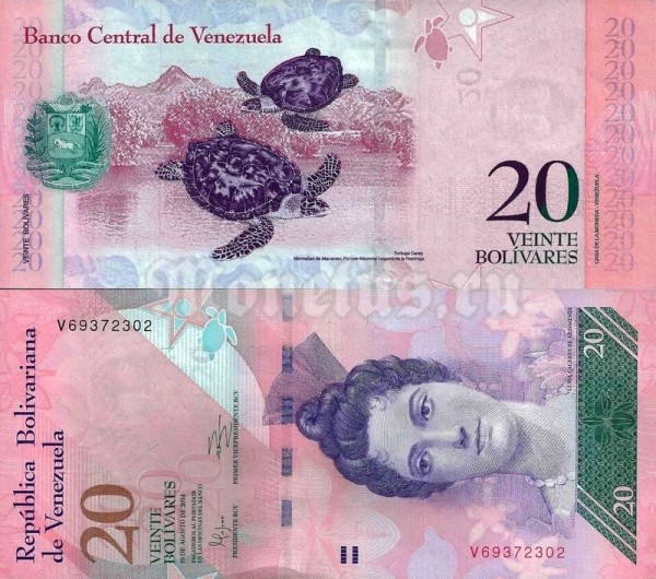 банкнота Венесуэла 20 боливаров 2014 год