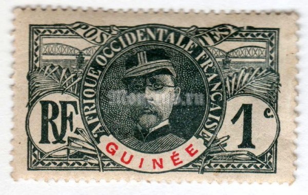 марка Французская Гвинея 1 сантим "Солдат*"