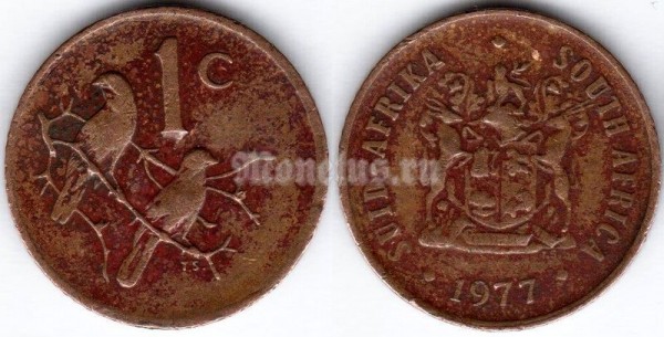 монета ЮАР 1 цент 1977 год