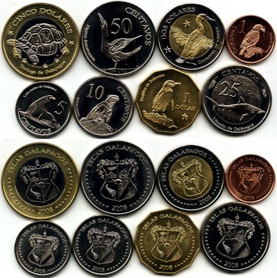 Галапагосские острова набор из 8-ми монет 2008 год