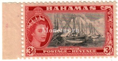 марка Багамские острова 3 пенни 1954 год