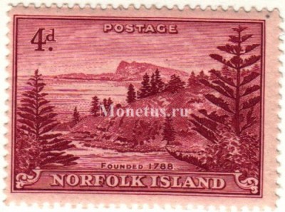 марка Острова Норфолк 4 пенни 1947 год
