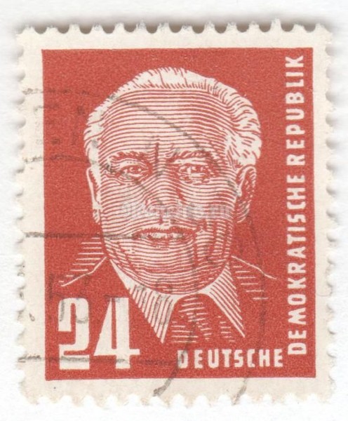 марка ГДР 24 пфенниг "Wilhelm Pieck (1876-1960)" 1950 год Гашение