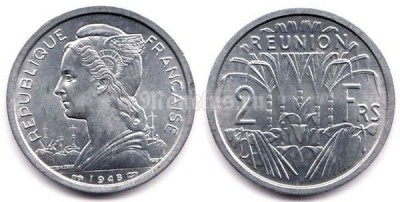 Монета Реюньон 2 франка 1948 год