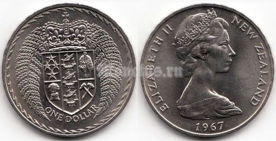 монета Новая Зеландия 1 доллар 1967 год