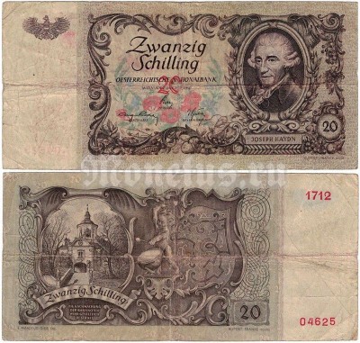 Банкнота Австрия 20 шиллингов 1950 год