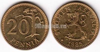 монета Финляндия 20 пенни 1985 год