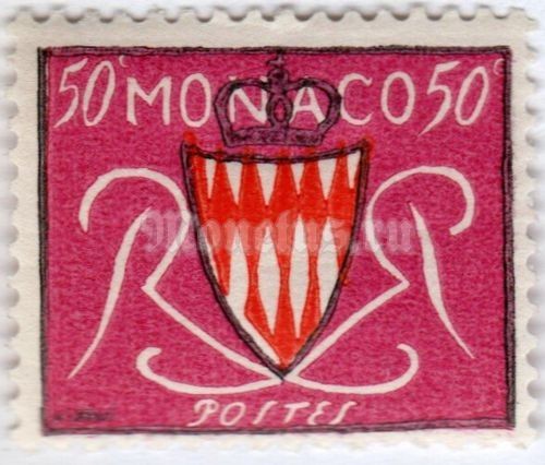 марка Монако 50 сентиме "Coat of arms" 1954 год
