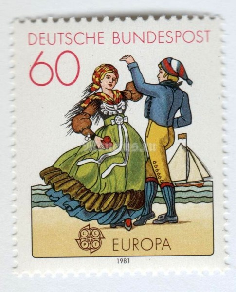 марка ФРГ 60 пфенниг "North German Dancers" 1981 год