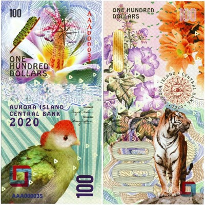 Бона Остров Аврора 100 долларов 2020 год - Флора и фауна