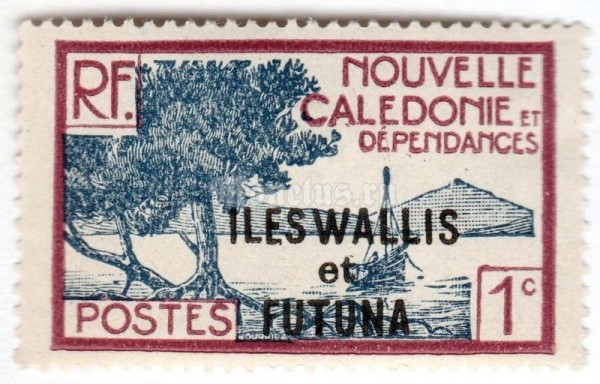 марка Уоллес и Фотуна 1 сантим "Парусник" 1930 год