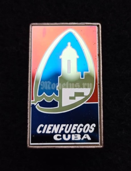 Значок Куба Cuba Cienfuegos порт Сьенфуэгос, ситалл зеркальный стекло