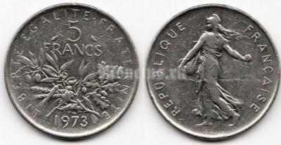 монета Франция 5 франков 1973 год