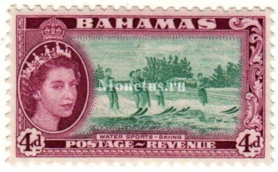 марка Багамские острова 4 пенни 1954 год