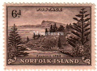 марка Острова Норфолк 6 пенни 1947 год