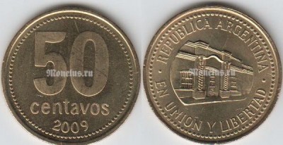 монета Аргентина 50 центаво 2009 год