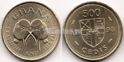 монета Гана 500 седи 1998 год