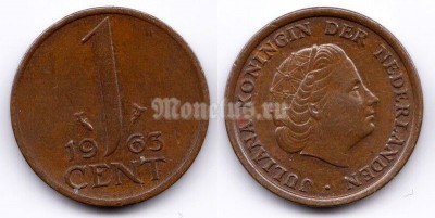 монета Нидерланды 1 цент 1963 год