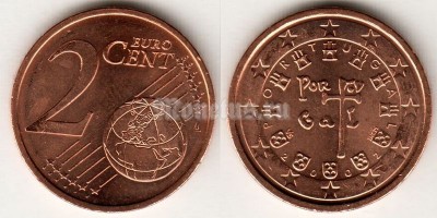 монета Португалия 2 евро цента 2002 год