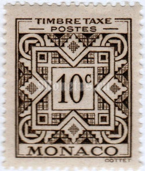 марка Монако 10 сентиме "Value figures and ornaments" 1946 год