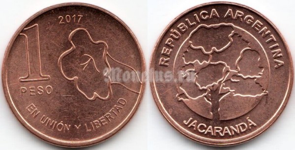 монета Аргентина 1 песо 2017 год