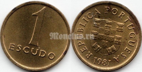 монета Португалия 1 эскудо 1981 год