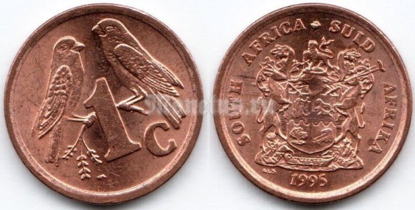 монета Южная Африка 1 цент 1995 год