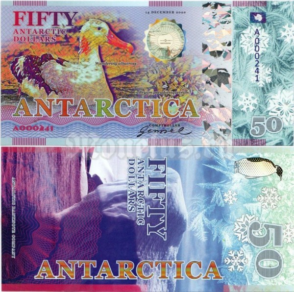 бона Антарктика 50 долларов 2020 год, пластик