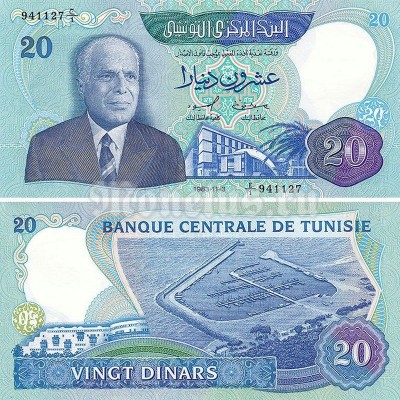 банкнота Тунис 20 динар 1983 год