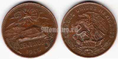 монета Мексика 20 сентаво 1969 год