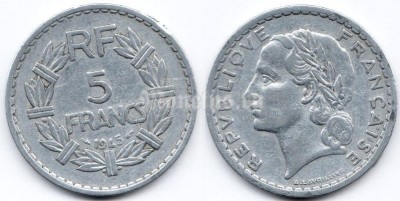 монета Франция 5 франков 1945 год