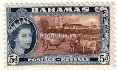 марка Багамские острова 5 пенни 1954 год