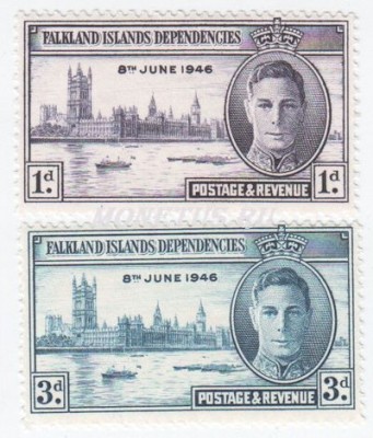 Набор Фолклендские острова ( Британская колония ) из 2-х марок "Окончания Второй мировой войны" 1946 год