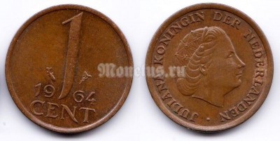 монета Нидерланды 1 цент 1964 год
