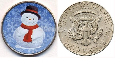 монета США 1/2 доллара 2003 год (Кеннеди) Снеговик, эмаль