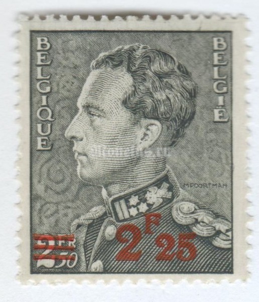 марка Бельгия 2,25 франка "King Leopold III" 1941 год