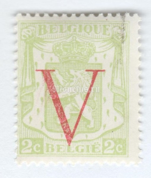марка Бельгия 2 сентима "Small coat of arms overprinted 'V'" 1944 год