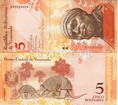 банкнота Венесуэла 5 боливар май 2007 год