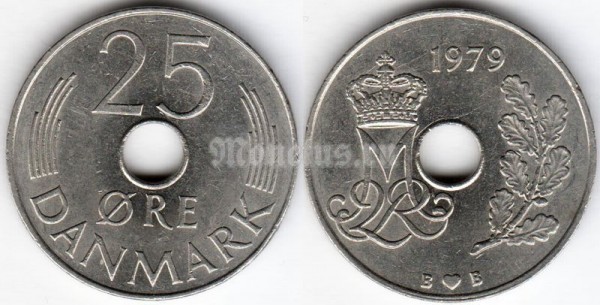 монета Дания 25 эре 1979 год