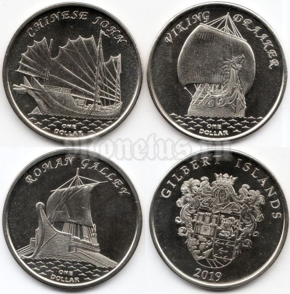 Острова Гилберта (Кирибати) набор из 3-х монет 1 доллар 2019 год