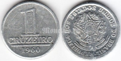 монета Бразилия 1 крузейро 1960 год