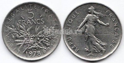 монета Франция 5 франков 1978 год