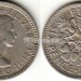 Монета Великобритания 6 пенсов 1957 год