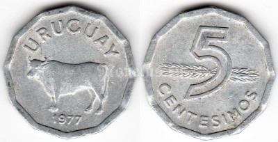 монета Уругвай 5 сентесимо 1978 год
